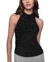 Rebecca Minkoff Sage Metallic Mock Neck Sleeveless Sweater In True Black