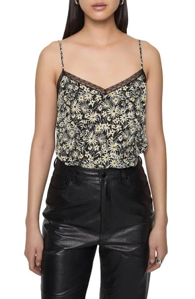 Rebecca Minkoff Sara Lace Trim Silk Camisole In Gray