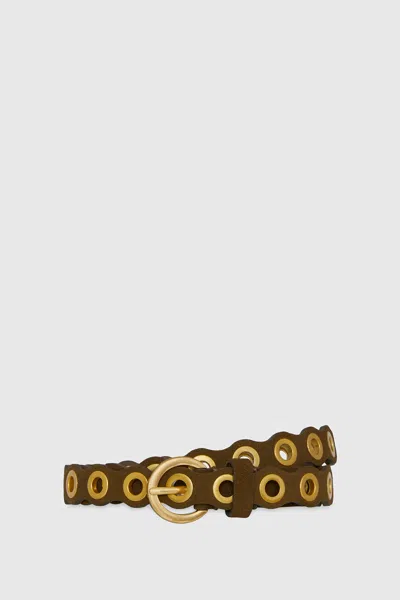 Rebecca Minkoff Scalloped Grommet Belt In Brown