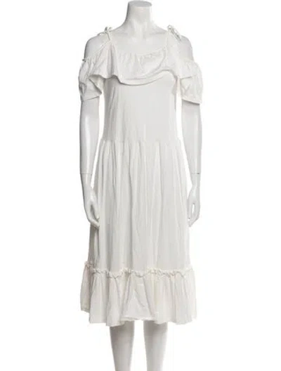 Pre-owned Rebecca Minkoff Scoop Neck Midi Length Dress In White