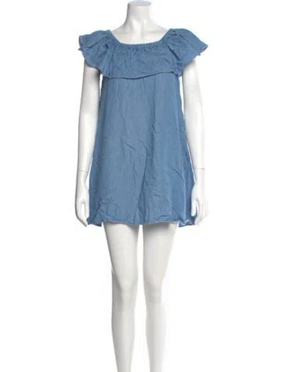 Pre-owned Rebecca Minkoff Scoop Neck Mini Dress In Blue