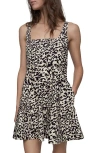 Rebecca Minkoff Selena Seamed Dress In Chalk Leopard Swirl