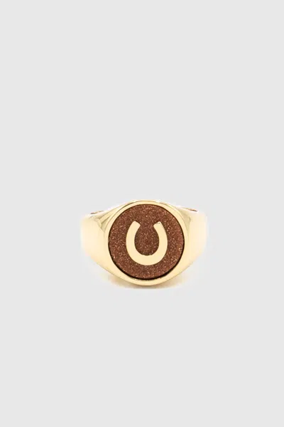 Rebecca Minkoff Semi Charm Signet Ring In Gold