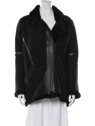 Pre-owned Rebecca Minkoff Shearling Biker Jacket In Black