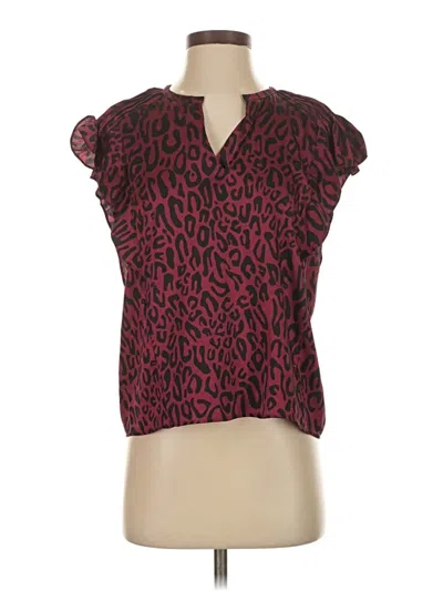 Pre-owned Rebecca Minkoff Short Sleeve Blouse In Burgundy