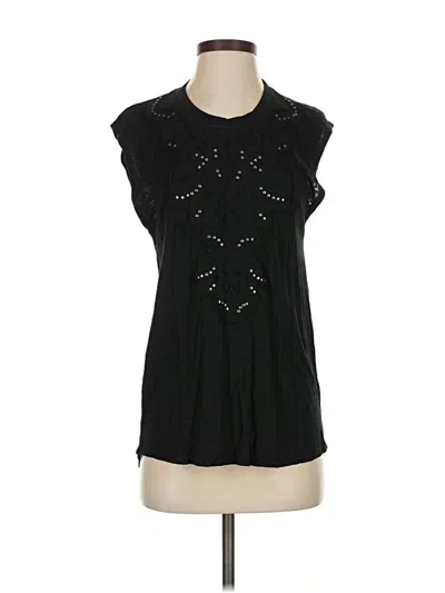 Pre-owned Rebecca Minkoff Short Sleeve Top Black Keyhole Neckline Tops
