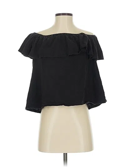 Pre-owned Rebecca Minkoff Short Sleeve Top Black Off The Shoulder Neckline Tops
