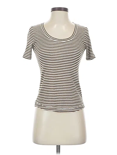 Pre-owned Rebecca Minkoff Short Sleeve Top Ivory Scoop Neck Tops In White