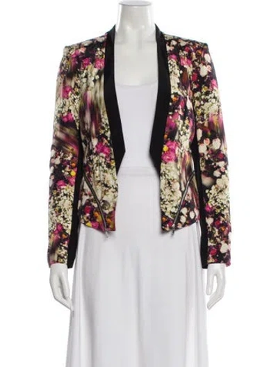 Pre-owned Rebecca Minkoff Silk Floral Print Blazer In Black