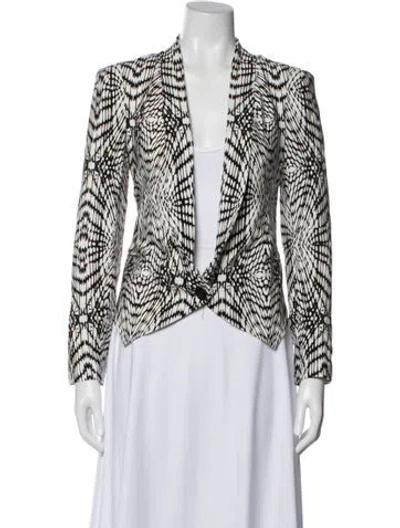 Pre-owned Rebecca Minkoff Silk Printed Blazer In White