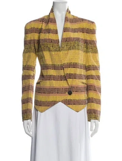 Pre-owned Rebecca Minkoff Silk Striped Jacket In Yellow