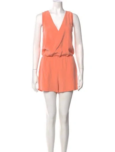 Pre-owned Rebecca Minkoff Silk V-neck Romper In Orange