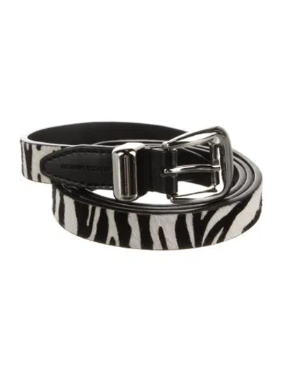 Pre-owned Rebecca Minkoff Skinny Ponyhair Belt In Black