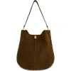 Rebecca Minkoff Slim Darren Suede Hobo Bag In Brown
