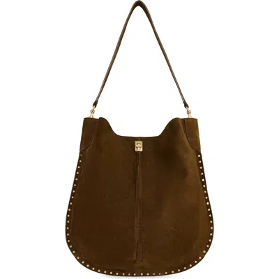Rebecca Minkoff Slim Darren Suede Hobo Bag In Brown