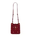 Rebecca Minkoff Small Heart Studded Leather Bucket Bag In Cayenne