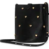 Rebecca Minkoff Small Heart Studded Leather Bucket Bag In Black