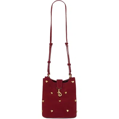 Rebecca Minkoff Small Heart Studded Leather Bucket Bag In Cayenne
