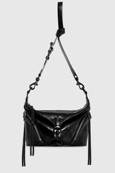 Rebecca Minkoff Small Julian Crossbody Bag In Black/black Shellac