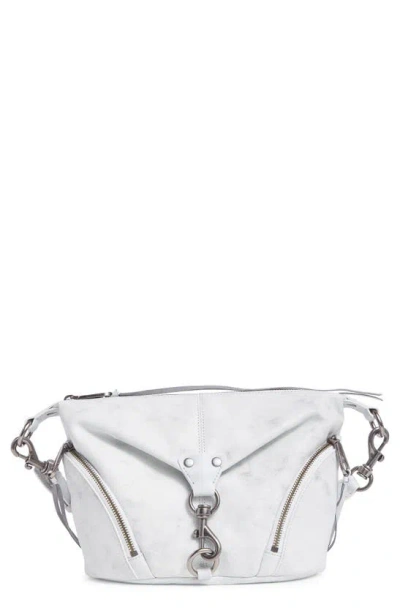 Rebecca Minkoff Small Julian Leather Crossbody Bag In White-grey