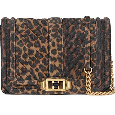 Rebecca Minkoff Small Love Chevron Quilted Leather Crossbody Bag In Leopard