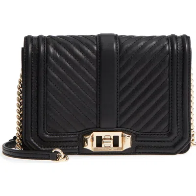 Rebecca Minkoff Small Love Leather Crossbody Bag In Black/gold