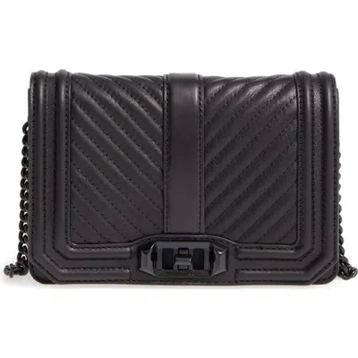 Rebecca Minkoff Small Love Leather Crossbody Bag In Black/black Hrdwr