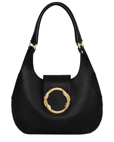 Rebecca Minkoff Snake Ring Crescent Leather Shoulder Bag In Black