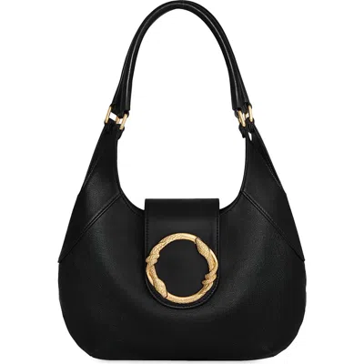 Rebecca Minkoff Snake Ring Leather Crescent Shoulder Bag In Black