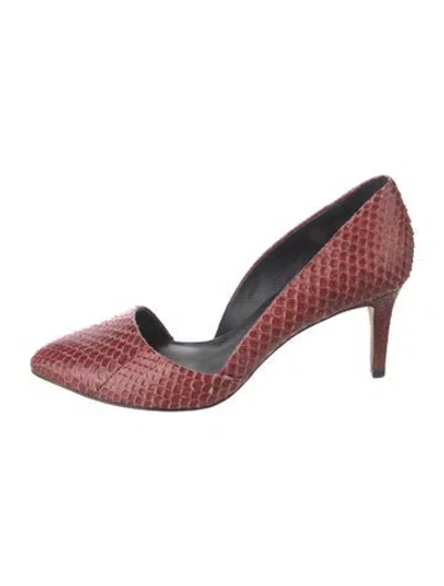 Pre-owned Rebecca Minkoff Snakeskin Animal Print D'orsay Pumps In Red