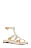 Rebecca Minkoff Snakeskin Embossed Ankle Strap Gladiator Sandal In White