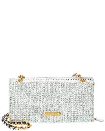 Rebecca Minkoff Soft Leather-trim Wallet On Chain In Silver
