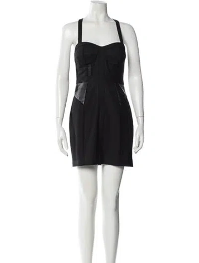 Pre-owned Rebecca Minkoff Square Neckline Mini Dress In Black