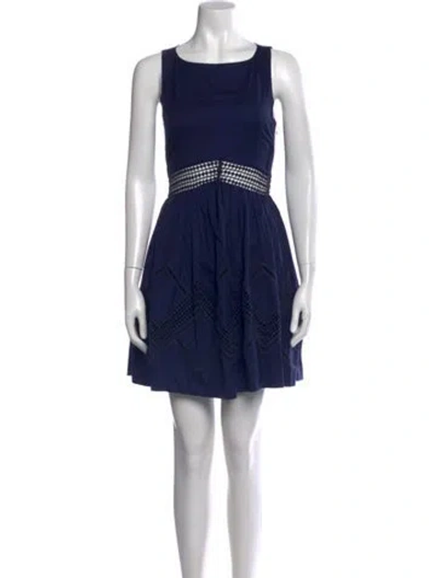 Pre-owned Rebecca Minkoff Square Neckline Mini Dress In Blue