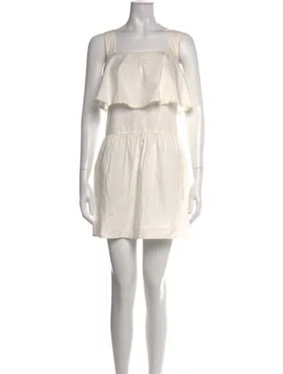 Pre-owned Rebecca Minkoff Square Neckline Mini Dress In White