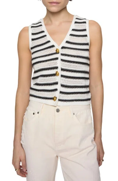 Rebecca Minkoff Stripe Open Stitch Cotton Sweater Vest