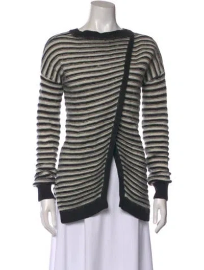 Pre-owned Rebecca Minkoff Striped Bateau Neckline Sweater In Black