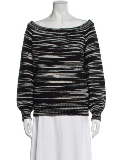 Pre-owned Rebecca Minkoff Striped Bateau Neckline Sweater In Black