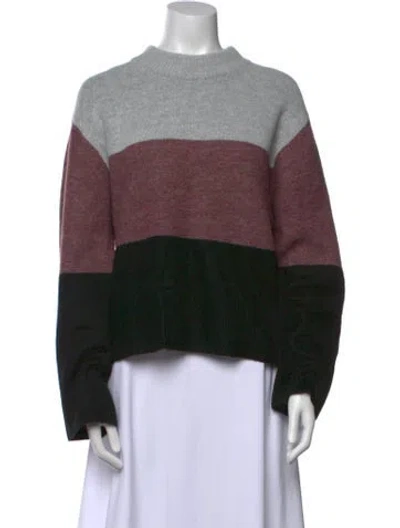 Pre-owned Rebecca Minkoff Striped Mock Neck Sweater In Black