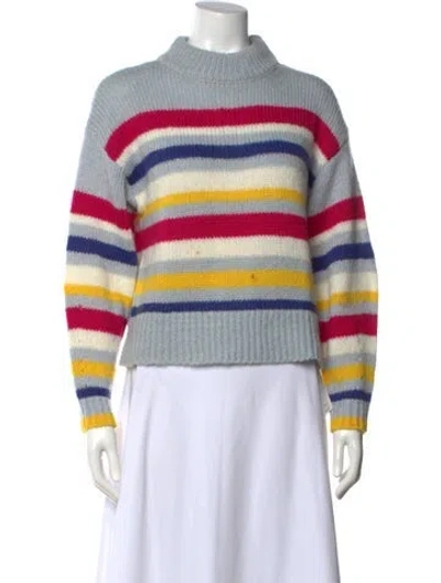 Pre-owned Rebecca Minkoff Striped Mock Neck Sweater In Blue