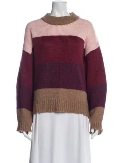 Pre-owned Rebecca Minkoff Striped Mock Neck Sweater In Burgundy