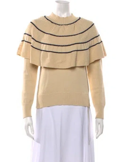 Pre-owned Rebecca Minkoff Striped Mock Neck Sweater In Neutrals