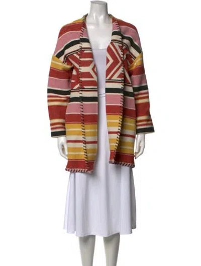 Pre-owned Rebecca Minkoff Striped Open Front Sweater In Red