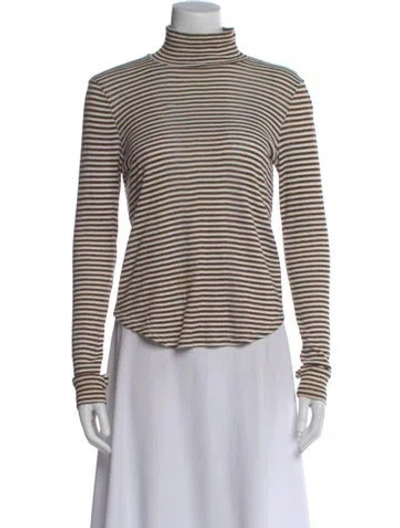 Pre-owned Rebecca Minkoff Striped Turtleneck Sweater In Neutral