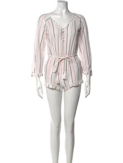 Pre-owned Rebecca Minkoff Striped V-neck Romper In Red