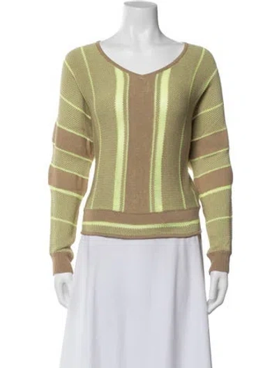 Pre-owned Rebecca Minkoff Striped V-neck Sweater In Multi