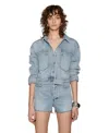 Rebecca Minkoff Studded Crop Trucker Jacket In Blue