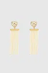 Rebecca Minkoff Studded Heart Fringe Seed Bead Earrings In Gold