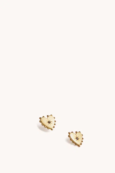 Rebecca Minkoff Studded Heart Stud Earring In White