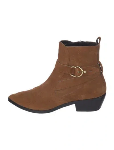 Pre-owned Rebecca Minkoff Suede Animal Print Chelsea Boots In Brown